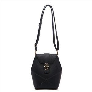 Pink Haley Black Crossbody Bag Women Small Geometric Vegan Leather